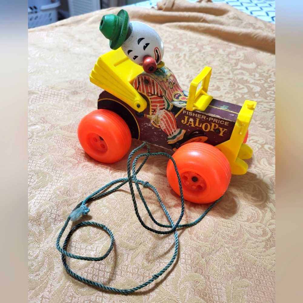 Fisher-Price Jalopy Vintage 1960's wood pull toy   #1544